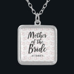 Mother of the Bride Wedding Ring Pattern and Name Silver Plated Necklace<br><div class="desc">Mother of the Bride Wedding Ring Pattern and Name Necklace.</div>