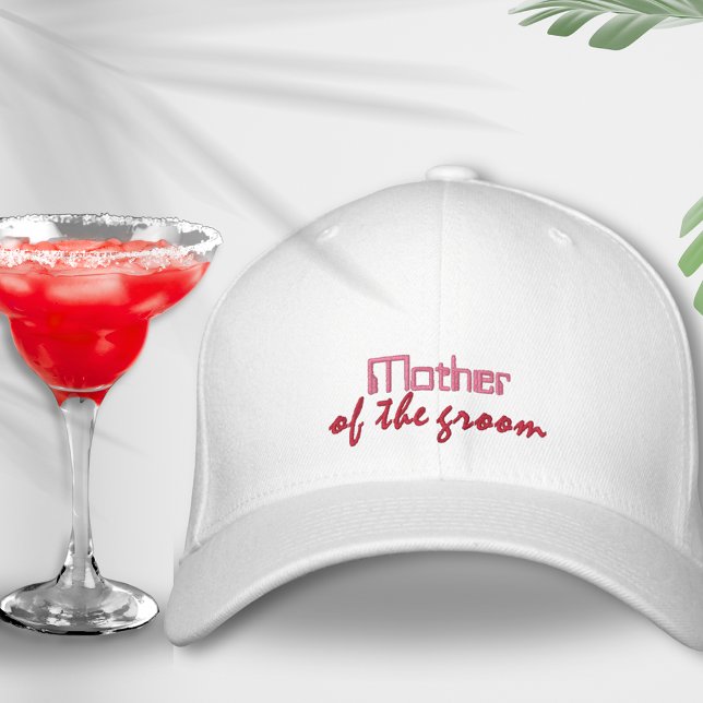  Mother of the Groom Bachelorette Hen party retro Embroidered Hat (Mother of the groom baseball cap hat bachelorette hen party fashion accessory pink red retro family)