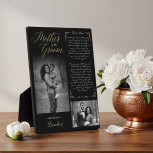 Mother of the Groom Black Photos Wedding Keepsake Plaque