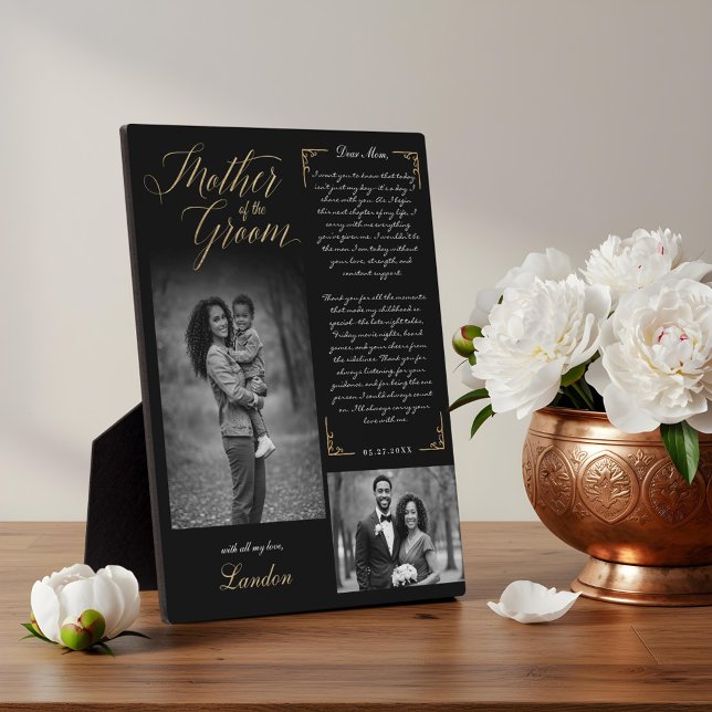  Mother of the Groom Black Photos Wedding Keepsake Plaque (Mother of the Groom Black Photos Wedding Keepsake Plaque)