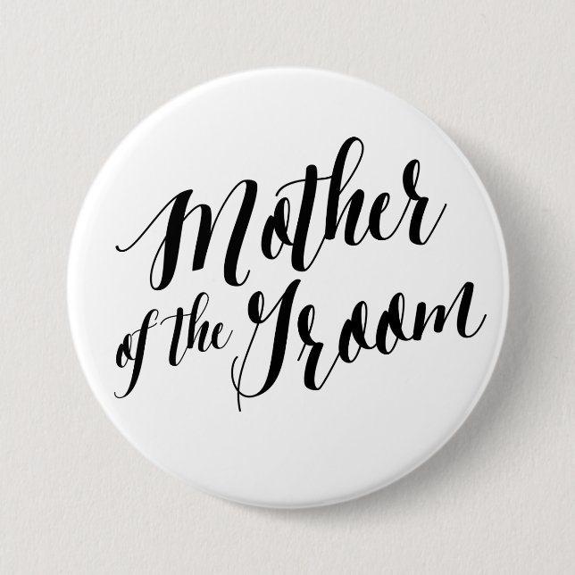 Mother of the Groom Black Script Button (Front)