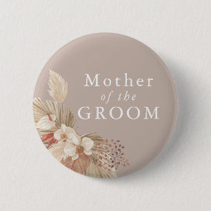 Mother of the Groom Boho Pampas Grass Button