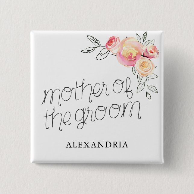 Mother of the Groom Bridal Shower 15 Cm Square Badge (Front)