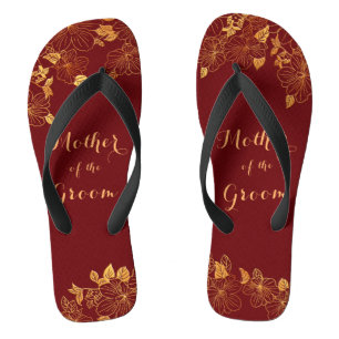 Mother of the Groom Dark Burgundy & Gold Foliage Thongs