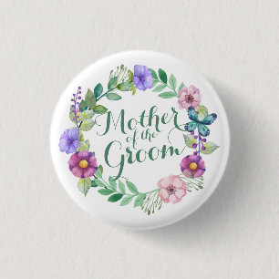 Mother of the Groom Elegant Floral Weddng Button