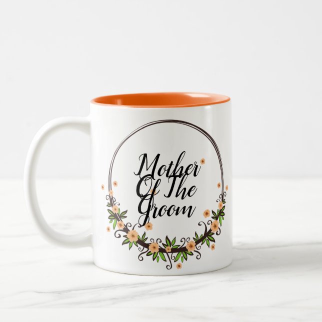Mother Of The Groom Floral Ring Two-Tone Coffee Mug (Left)