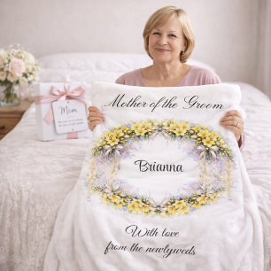 Mother of the Groom Freesia Wreath Wedding Gift Fleece Blanket