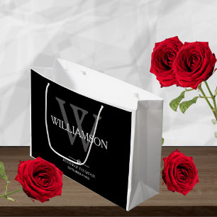 Mother Of The Groom Gift Monogram Elegant Wedding  Large Gift Bag