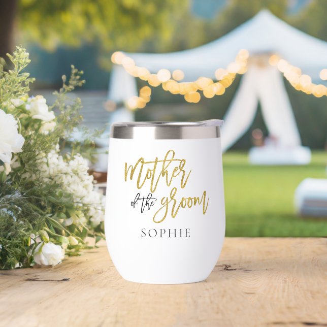 Mother of The Groom Gift Name Black Gold Glitter (Wedding)