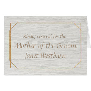 Mother of the Groom Gold and White Place Name Card