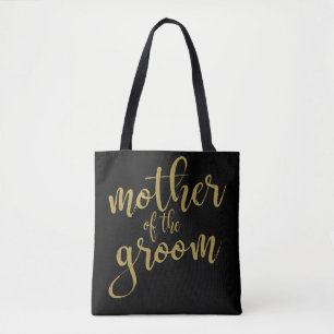 Mother of the Groom Gold Glitter Calligraphy Tote Bag