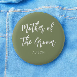 Mother of the Groom Green White Button