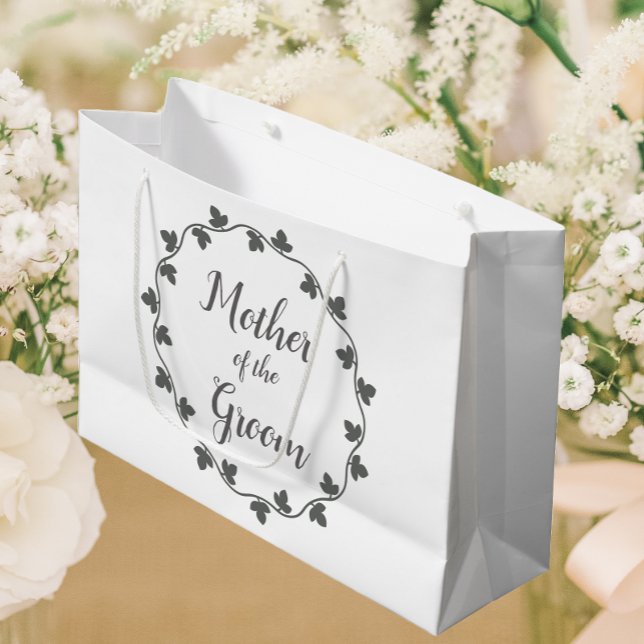 Mother of the Groom Grey Ivy Wreath Wedding Large Gift Bag (In Situ Wedding)