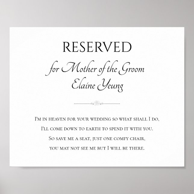 Mother of the Groom I'm In Heaven For Your Wedding Poster (Front)