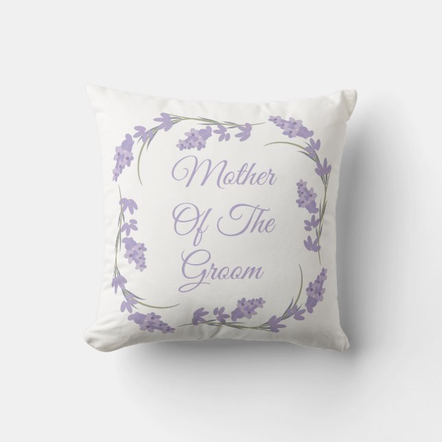 Mother of the Groom Lavender Floral Wreath Cushion (Front)