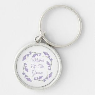 Mother of the Groom Lavender Floral Wreath  Key Ring