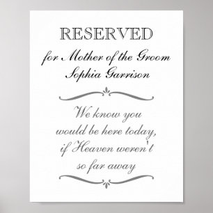 Mother of the Groom Memorial Reserved Wedding Sign