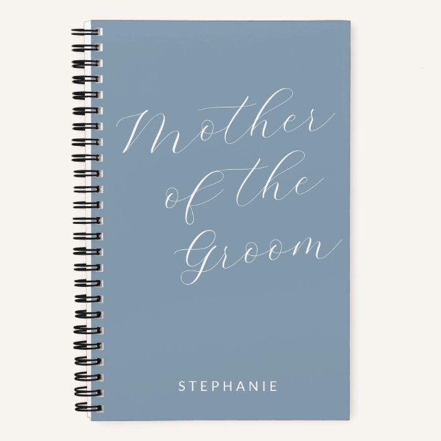 Mother of the Groom Minimalist Personalised Blue Notebook (Front)
