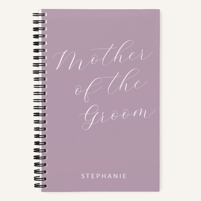 Mother of the Groom Minimalist Personalised Lilac Notebook (Front)