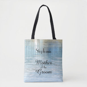 Mother of the Groom, Name, Blue Abstract Water Tote Bag