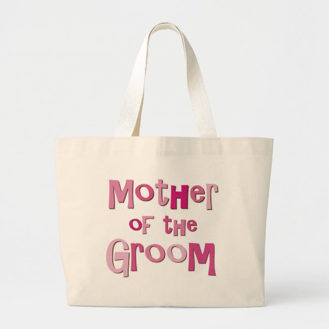 Mother of the Groom Pink Brown Large Tote Bag (Front)
