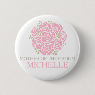 Mother of the groom pink posy wedding pin button