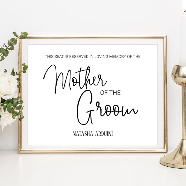 Mother of the Groom Reserved Seat Memorial Wedding Poster (Creator Uploaded)