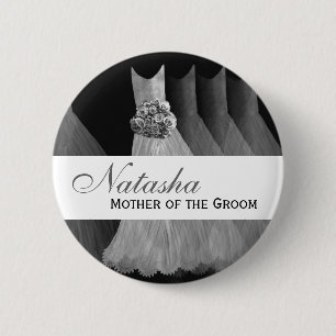 MOTHER OF THE GROOM Silver Gowns F201A 6 Cm Round Badge