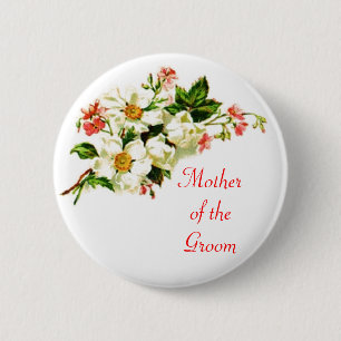 Mother of the Groom Spray of Flowers Pin Button