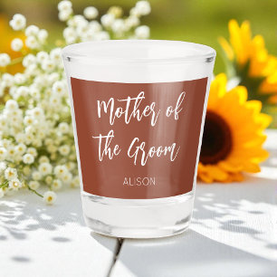 Mother of the Groom Terracotta Wedding Shot glass