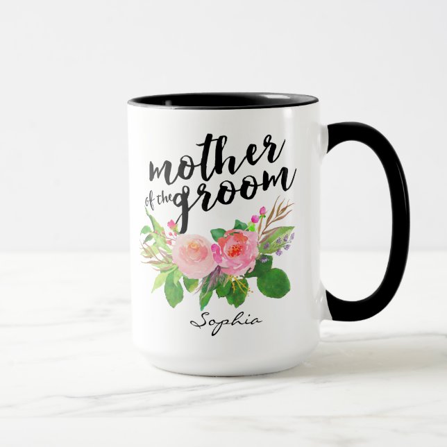 Mother of the Groom Watercolor Floral Personalised Mug (Right)