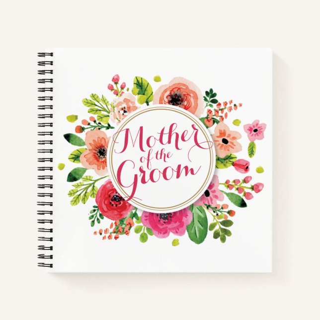 Mother of the Groom Watercolor Wedding Guestbook Notebook (Front)