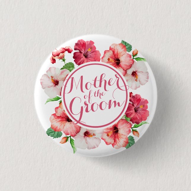 Mother of the Groom Watercolor Wedding Pin Button (Front)