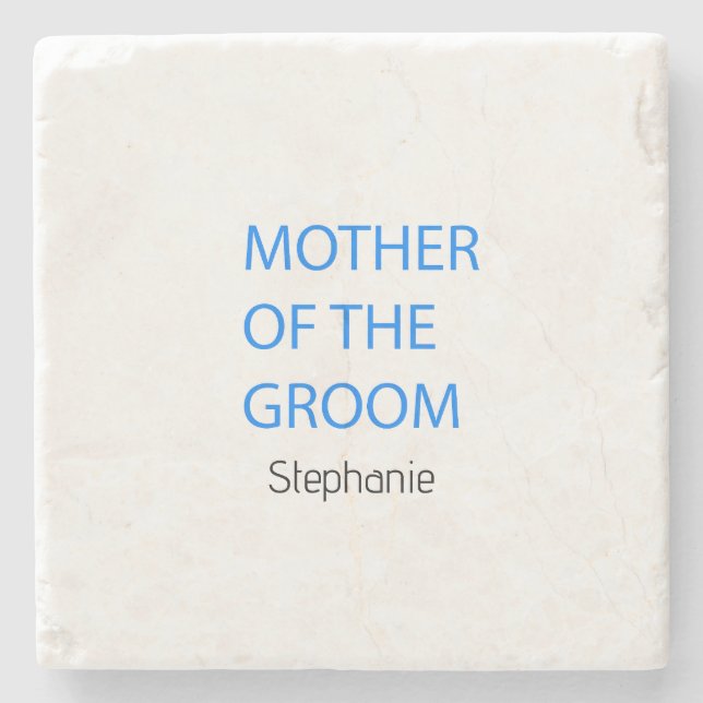 Mother Of The Groom Wedding Gift Favour Blue Custo Stone Coaster (Front)