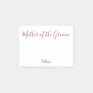 Mother of the Groom Wedding White and Burgundy Post-it Notes