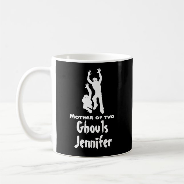 Mother of Two Ghouls Funny Mum Halloween Mug (Left)
