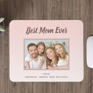 Mother photo blush pink rose gold mouse pad