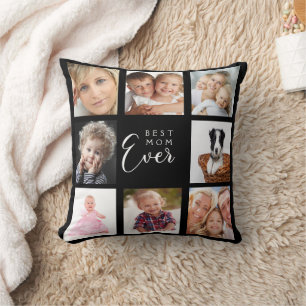 Mother photo collage black children kids cushion