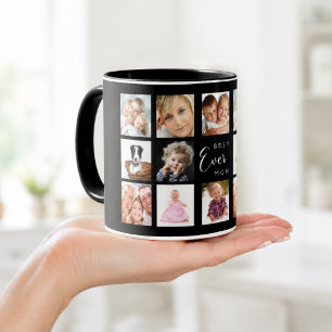 Mother photo collage black white mug