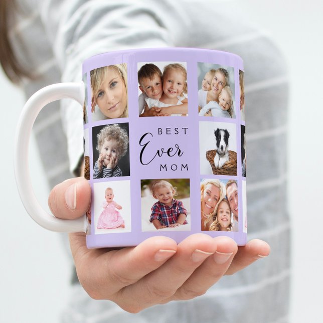 Mother photo collage lavender violet coffee mug (Creator Uploaded)