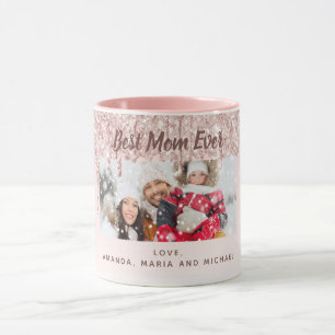 Mother photo glitter blush pink mug
