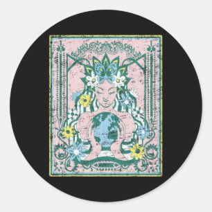 Mother Planet Earth Day Nature Vintage Art Nouveau Classic Round Sticker