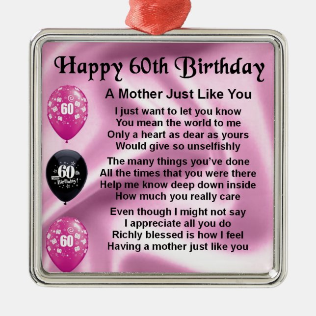 Mother Poem - 60th Birthday Metal Ornament (Front)