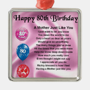 Mother Poem  -  80th Birthday Metal Ornament