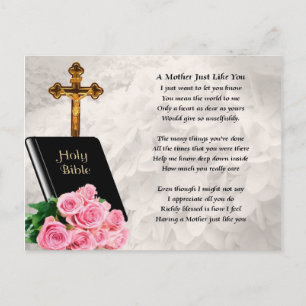 Mother poem - Bible & Roses Postcard