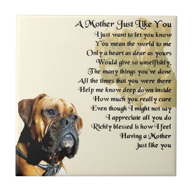 Mother Poem - Boxer Dog Design Ceramic Tile (Front)