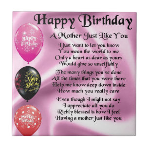Mother Poem - Happy Birthday Ceramic Tile
