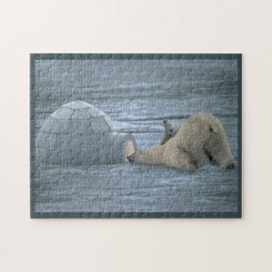 Mother Polar Bear and Cubs Investigate Igloo Jigsaw Puzzle