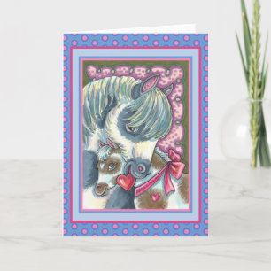 MOTHER PONY & VALENTINE FILLY, CUTE HORSE HOLIDAY CARD