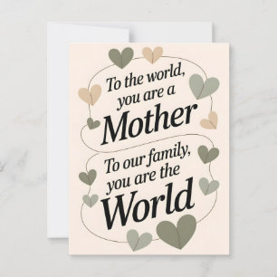 Mother Quote Sage Green Hearts Mother's Day Postcard